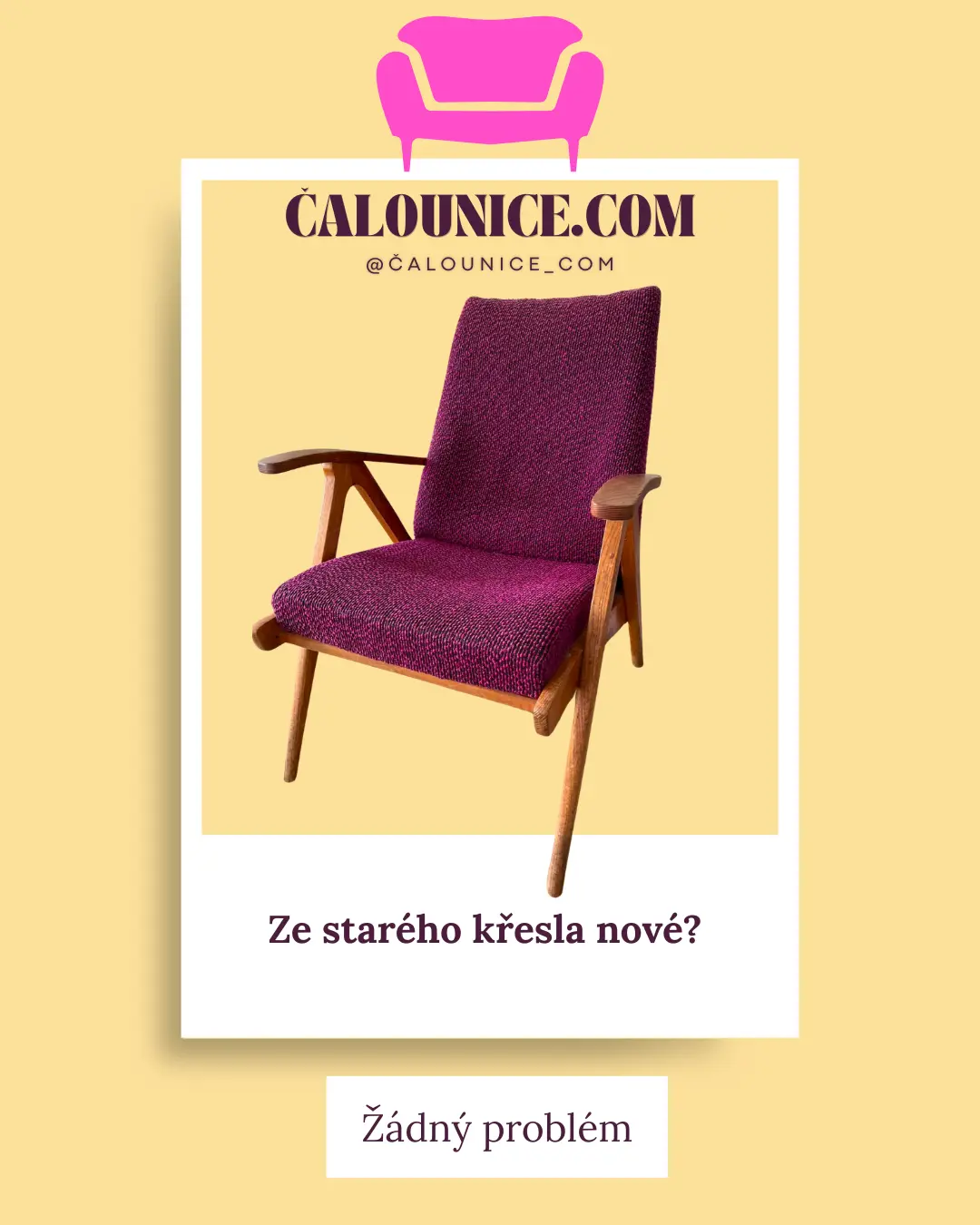Fialové křeslo – původní stav